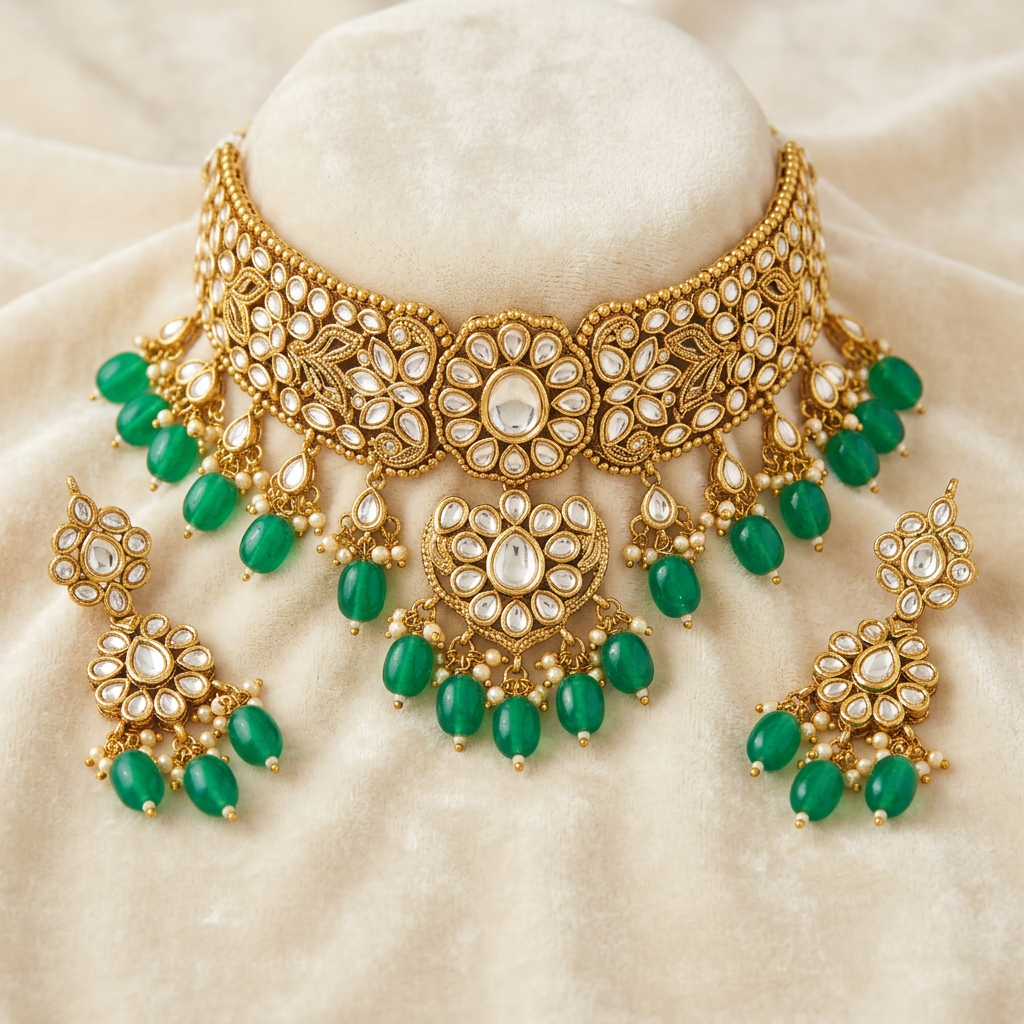 AI-generated concept of a Kundan-style choker set, not actual inventory