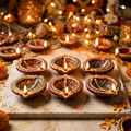 AI-generated decorated diya set concept, actual product not yet sourced