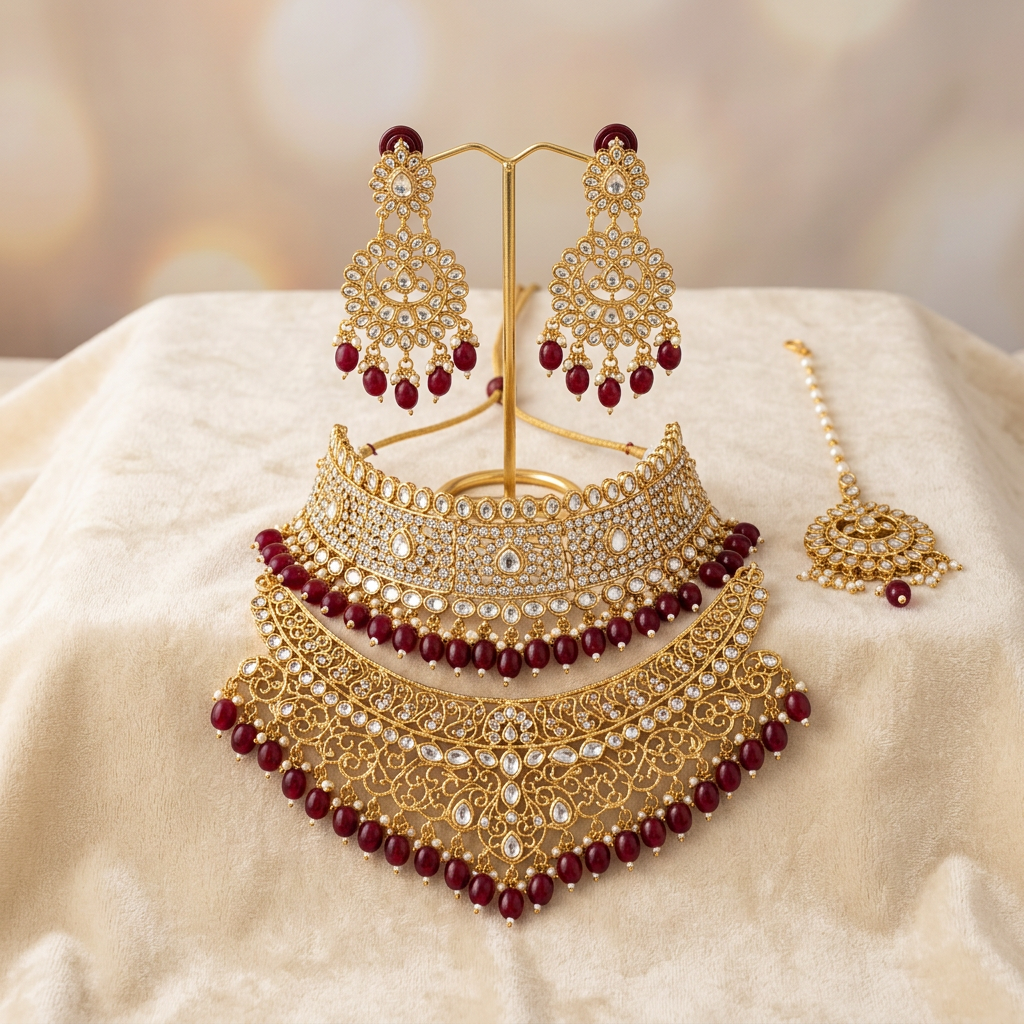 AI-generated bridal-style jewellery set concept, not actual inventory