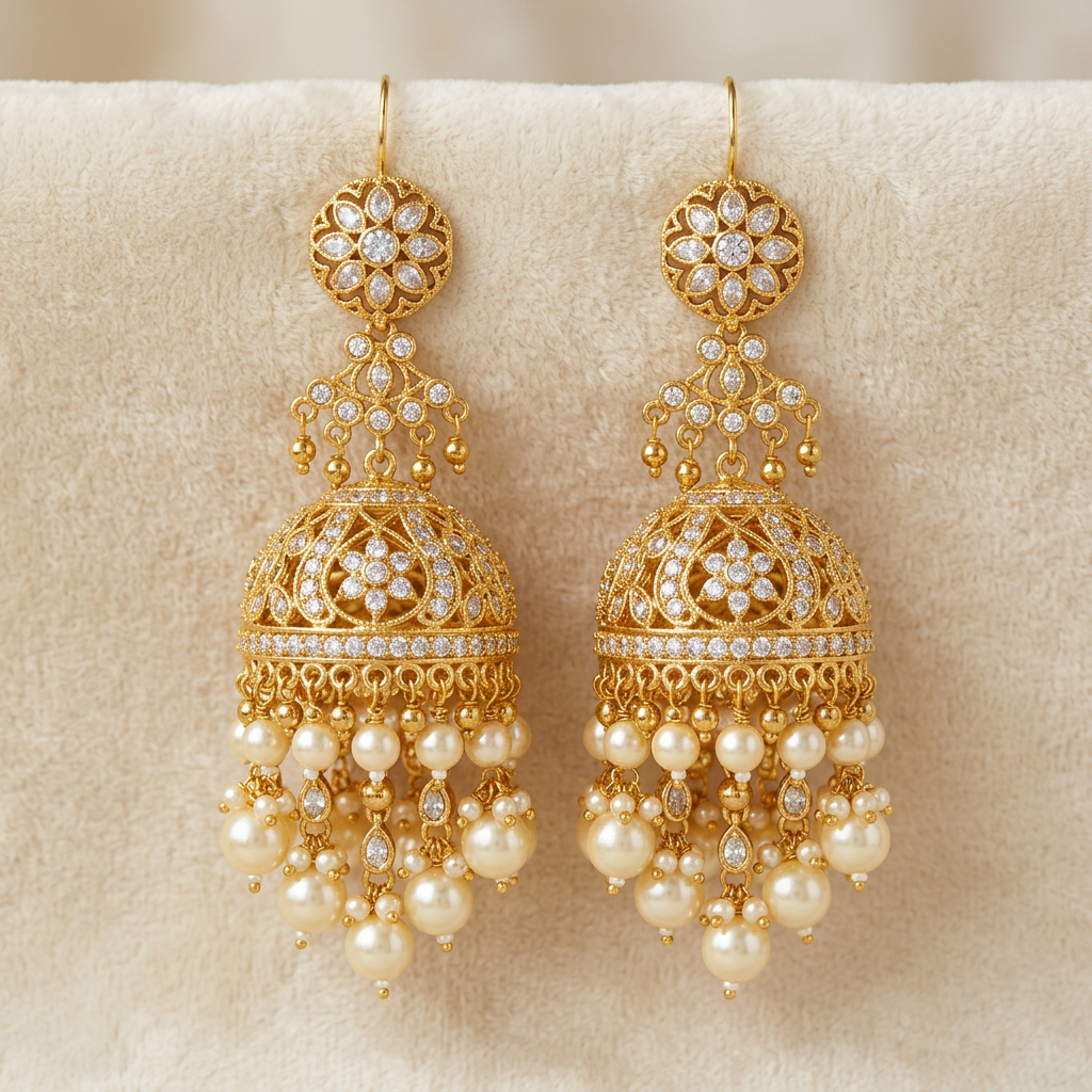 AI-generated jhumka earrings concept, not actual inventory