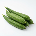 Fresh premium sponge gourd turai multiple pieces arranged on white background