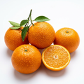 Fresh premium Nagpur oranges with water droplets on white background